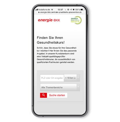 Präventionskurse können auch auf dem Handy eingesehen werden.