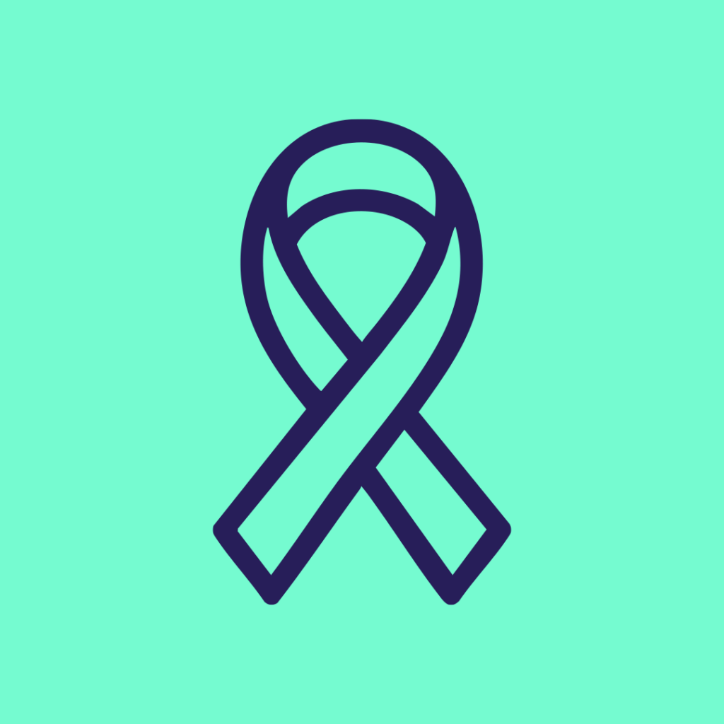 Zu sehen ist ein Icon einer Schleife zum Thema Brustkrebs.