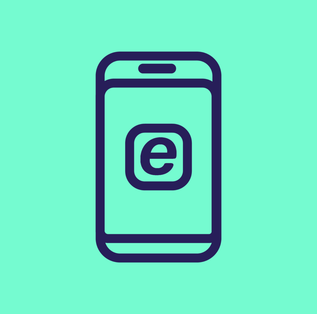 Zu sehen ist ein Handy-Icon mit einem "e" für energie-BKK.