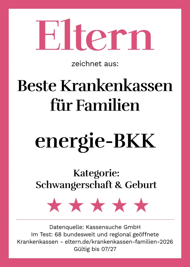 Qualitätssiegel Eltern Beste Krankenkasse Familie Kategorie: Schwangerschaft & Geburt