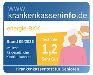 Krankenkasseninfo-Siegel: energie-BKK für Senioren mit Note 1,2